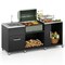 Black Outdoor Grill Table With Stainless Steel Countertop Sink And Storage